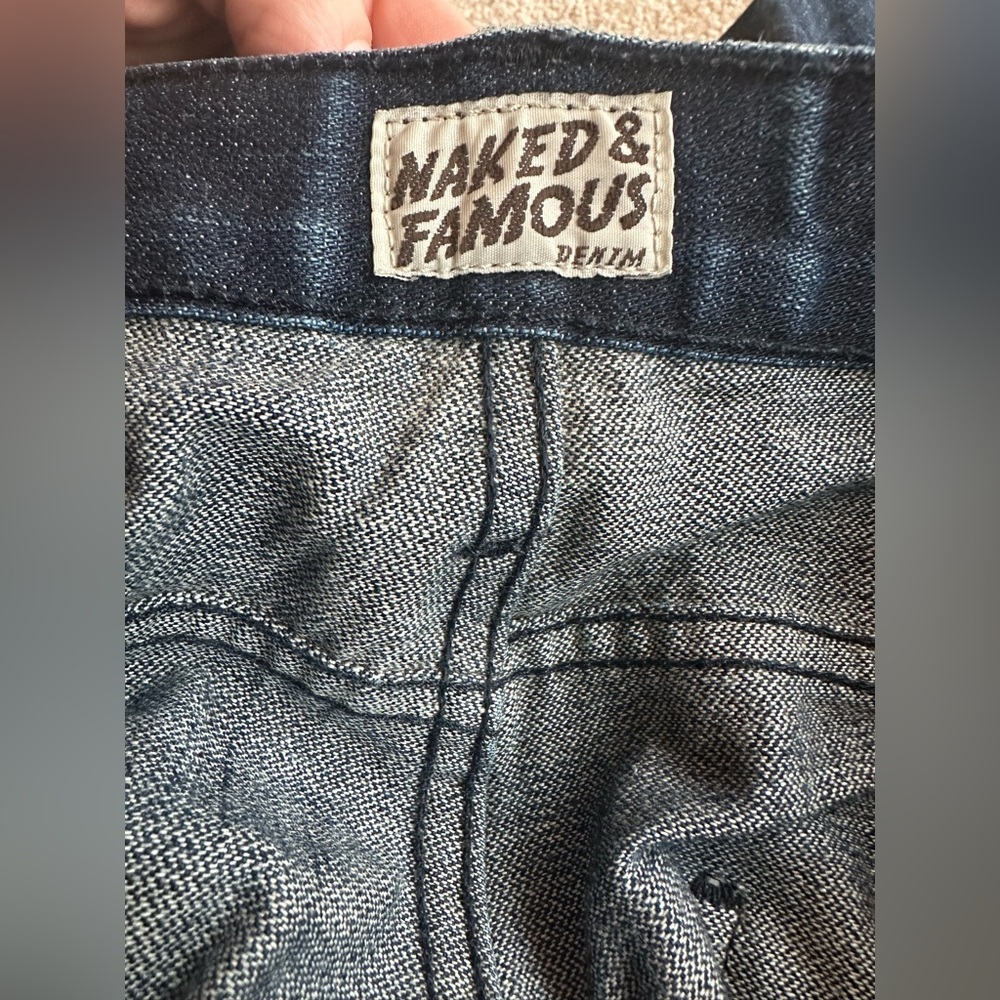 Naked and famous left hand broken twill indigo denim Blue Jeans